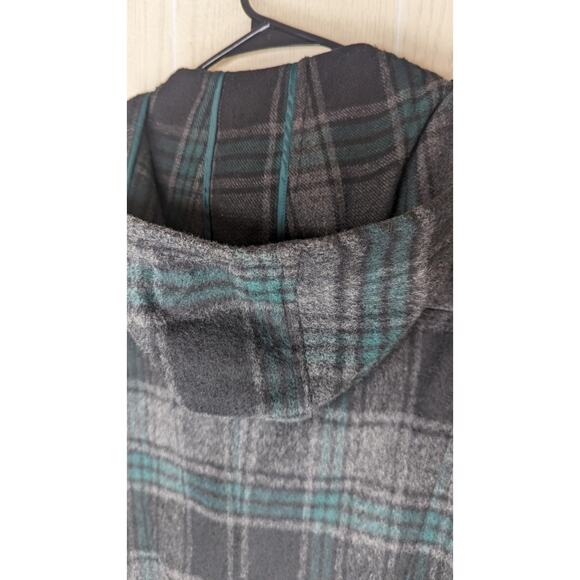 Hinge Wool Blend hooded jacket black green Tartan Plaid xsmall - Picture 13 of 13